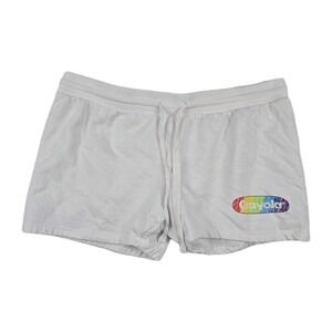 Crayola Juniors Women's Graphic Fleece Shorts White Size 3XL